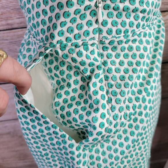 Boden Green White Abstract Hidden Zipper Lined Midi Skirt Size 22 Long - Picture 6 of 9